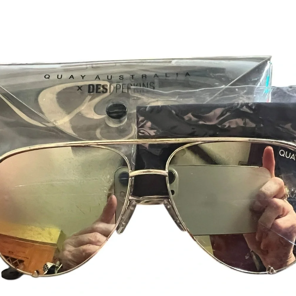 Quay Australia Reflective Gold Aviator Sunglasses